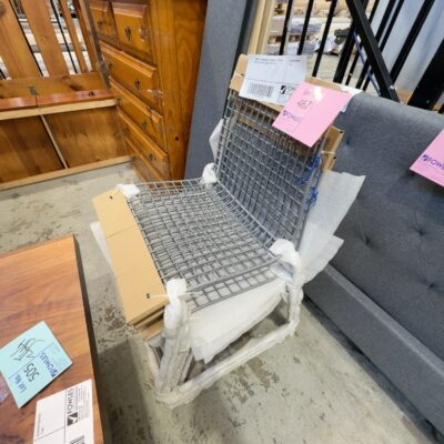 SAMPLE COMMERCIAL FURNITURE - SILVER METAL OUTDOOR CHAIR, SOLD AS IS